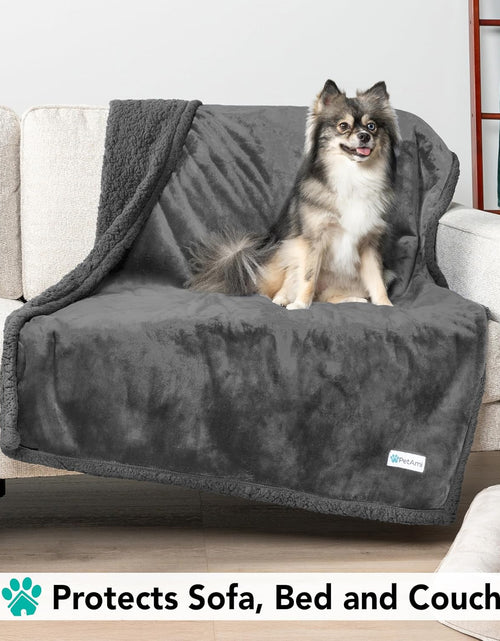 Load image into Gallery viewer, Dog Blanket for Small Medium Dogs, Pet Bed Blanket Cat Puppy Kitten, Fleece Furniture Couch Cover Protector Sofa Car, Soft Sherpa Dog Throw Plush Reversible Washable, Mini 29X40 Solid Dark Gray
